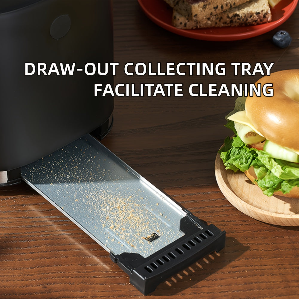 220V Черный тостер для дома, портативный, двухслойный, против заедания, современный дизайн