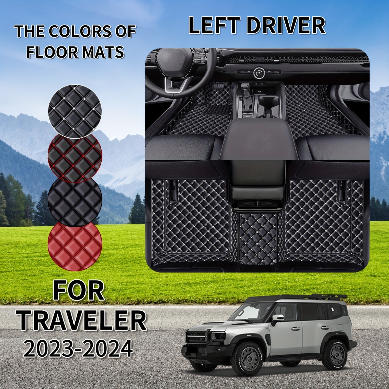 Avtomobil podrokkalari, sirpanishga qarshi, to'liq qamrovli, bardoshli, oson tozalash uchun