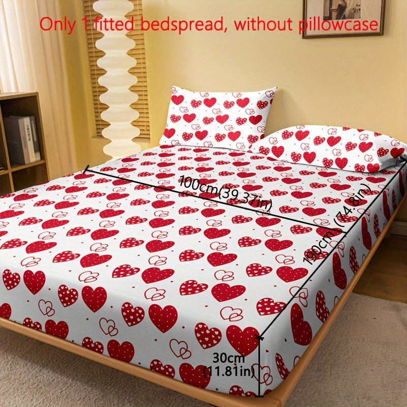 Simple Love Print Brushed Fitted Sheet Deep Pockets Soft Mattress Protector for Bedroom or Guest Room