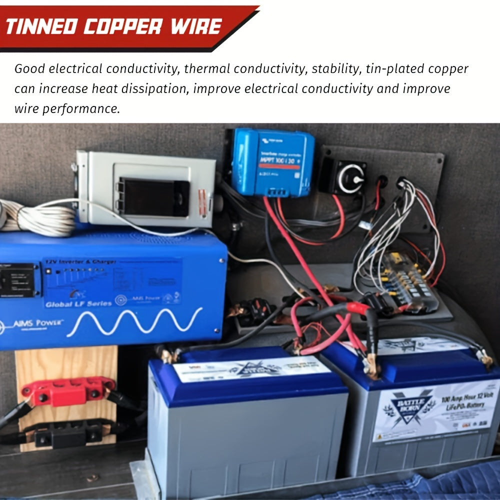 Комплект кабелей для аккумулятора 2AWG красный и черный 30/50/70/100 см с клеммами для транспортных средств