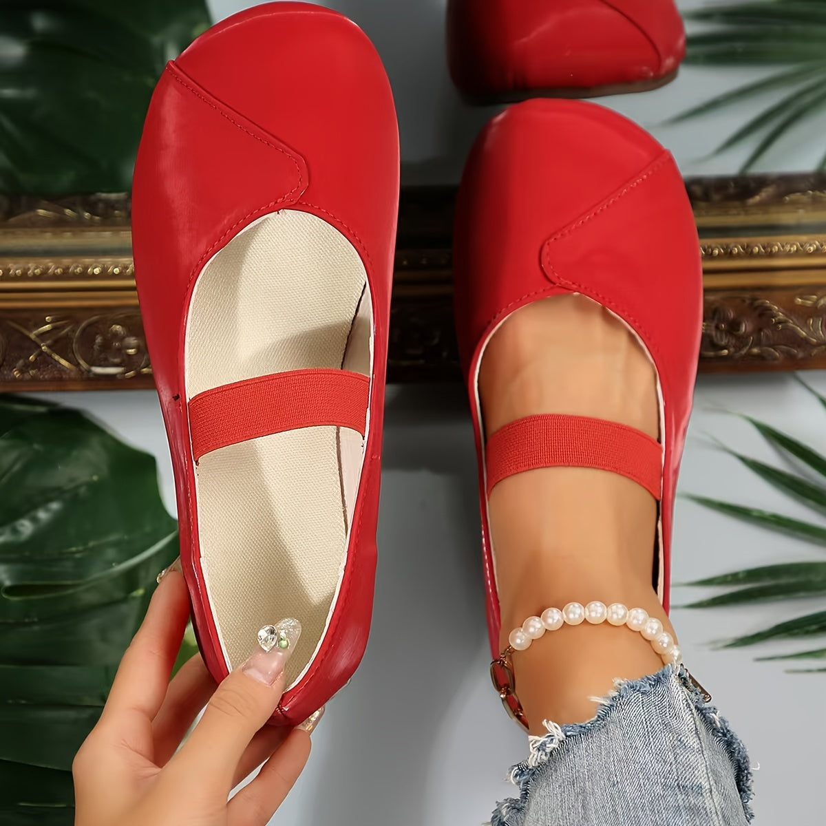 Zapatos planos negros tipo Mary Jane para mujer con suela de goma y punta redonda