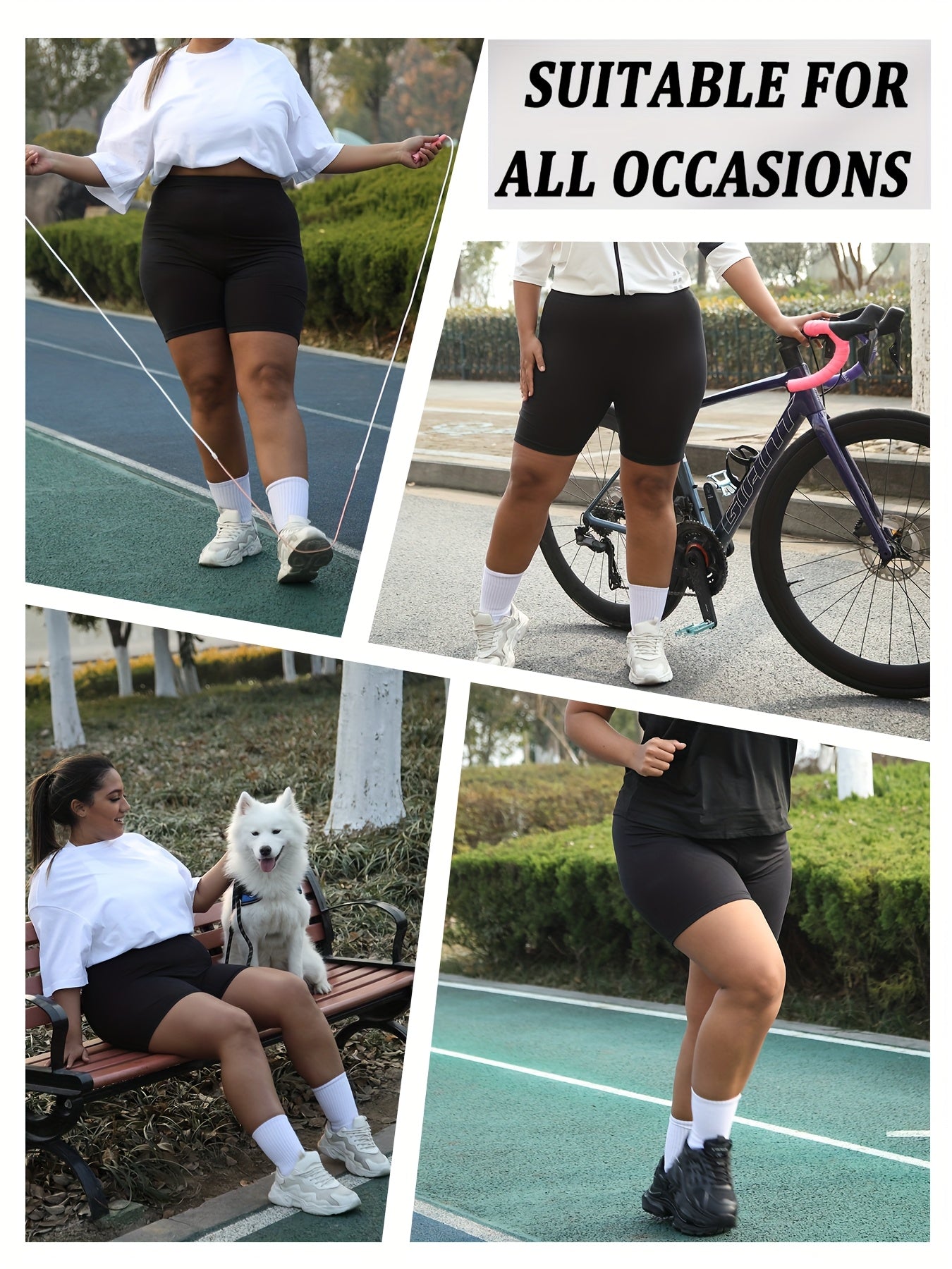 Plus Size Women’s Soft Biker Shorts High-Waisted Stretchy Polyester Spandex