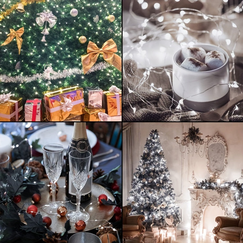 50 LED Solar Fairy Lights Copper Wire Outdoor Decor White 8 Modes