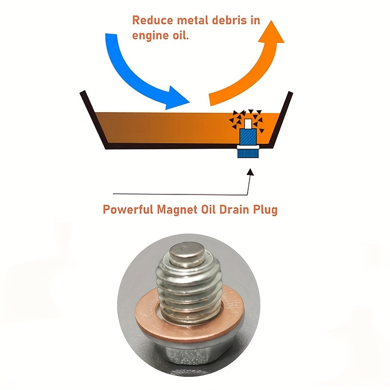Magnetic Oil Drain Plug M12x1.75 Hex Head for Cars 14mm Size Replacement