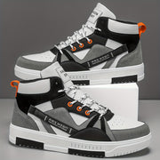 Men's High-Top Skate Sneakers Black White Gray Orange Casual Outdoor Sporty