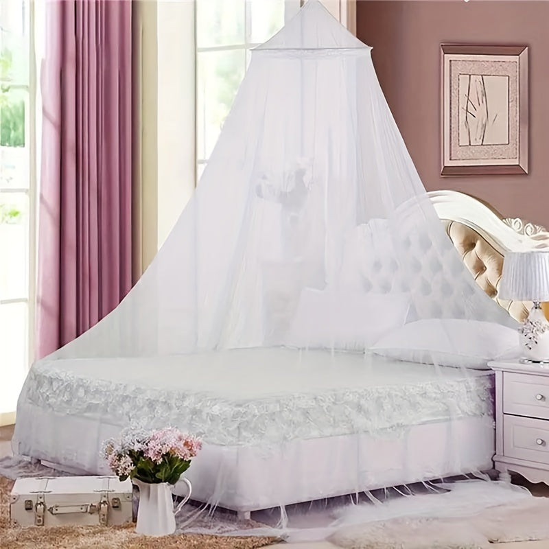 Luxurious Knitted Polyester Mosquito Net with Steel Wire Frame for Ceiling to Floor Use