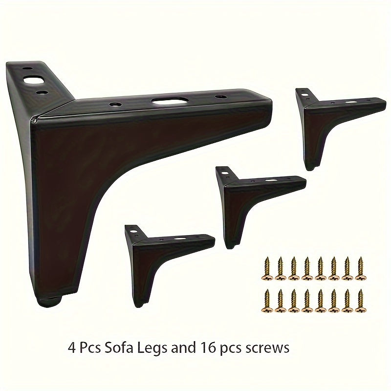 Set of 4 Modern Metal Furniture Legs in Black, Gold, Silver, 10cm or 13cm