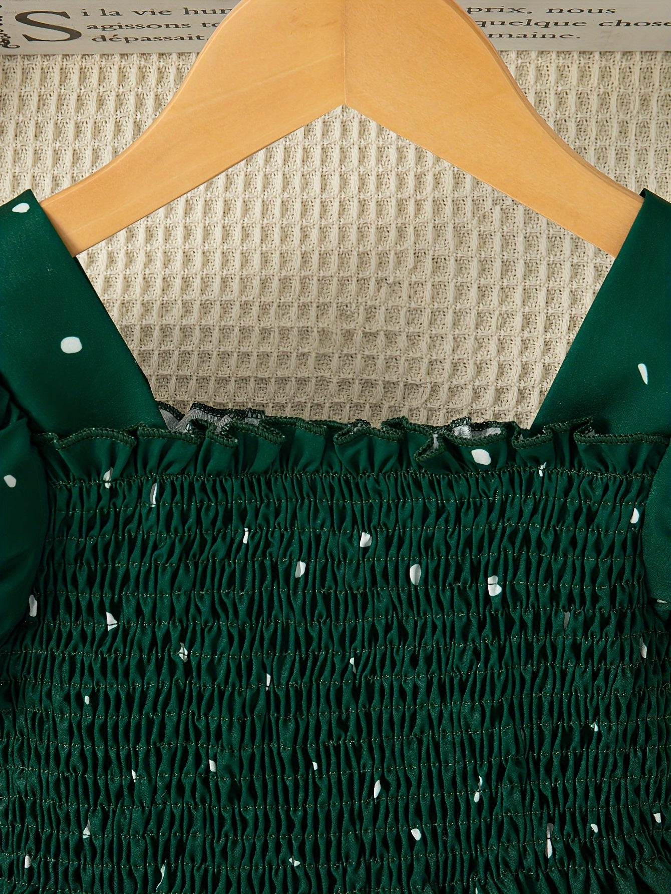 Toddler Girls Dress Square Neck Puff Sleeve Summer Knee High Flared Pattern