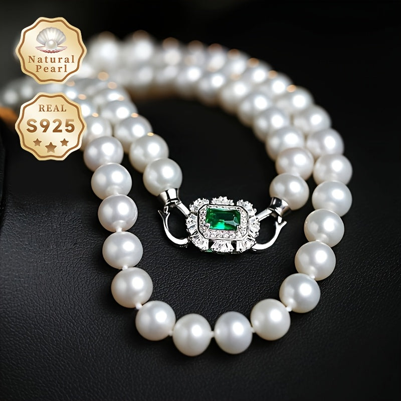 MUFAN Ayollar uchun Elegant Luxury Pearl Necklace – 6-7mm haqiqiy shirin suv marvaridlari, xavfsiz S925 sterling kumush qopqog'i, qoplamasiz – Kundalik kiyish va maxsus tadbirlar uchun ideal, Iyun tug'ilgan toshi bilan, Sovg'a qutisida keladi.