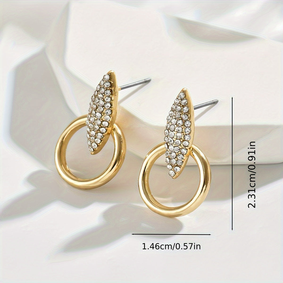 Women's Silver Hollow Circle Leaf Dangle Earrings Rhinestone Jewelry