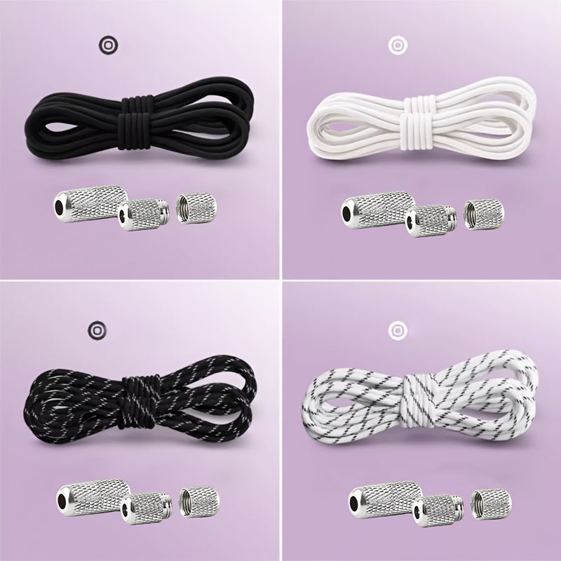 Unisex Elastic No-Tie Shoelaces Round Tapered Durable Acetate Cord