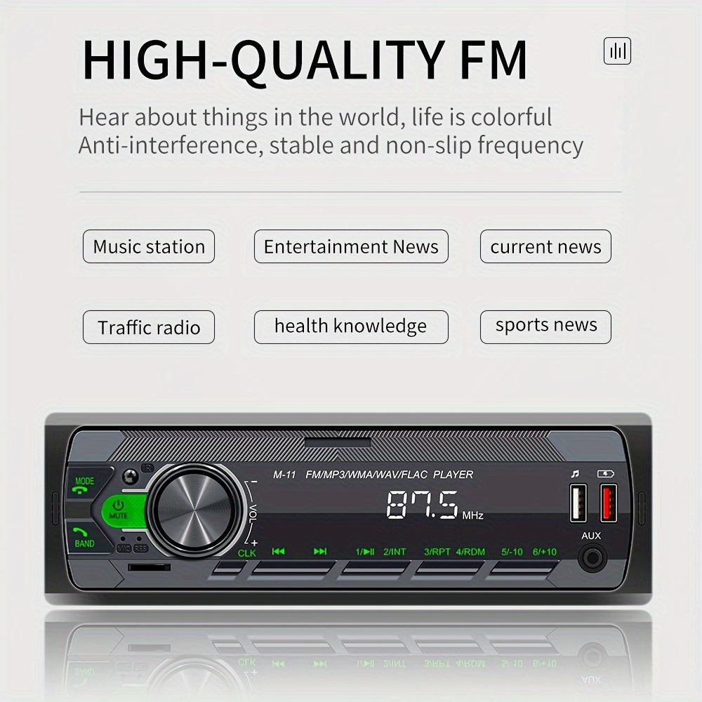 Reproductor de MP3 para coche de 12V con control remoto, radio FM, USB, SD, AUX y control por voz