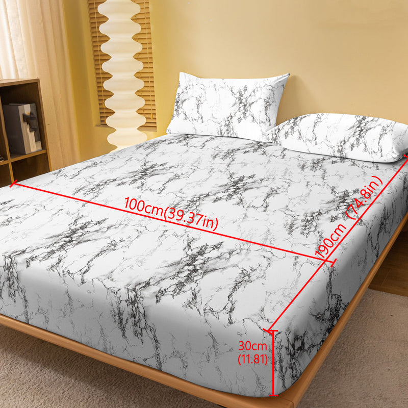Приталенная простыня с мраморным принтом, глубокий карман, постельное белье для спальни