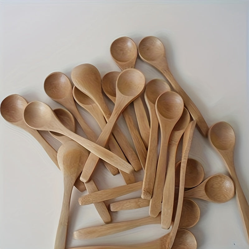 Set of 6 Wooden Long Handle Spoons for Coffee and Cooking