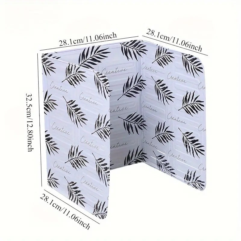 Foldable Aluminum Foil Stove Splash Guard with Tropical Leaf Pattern for Cooking Safety