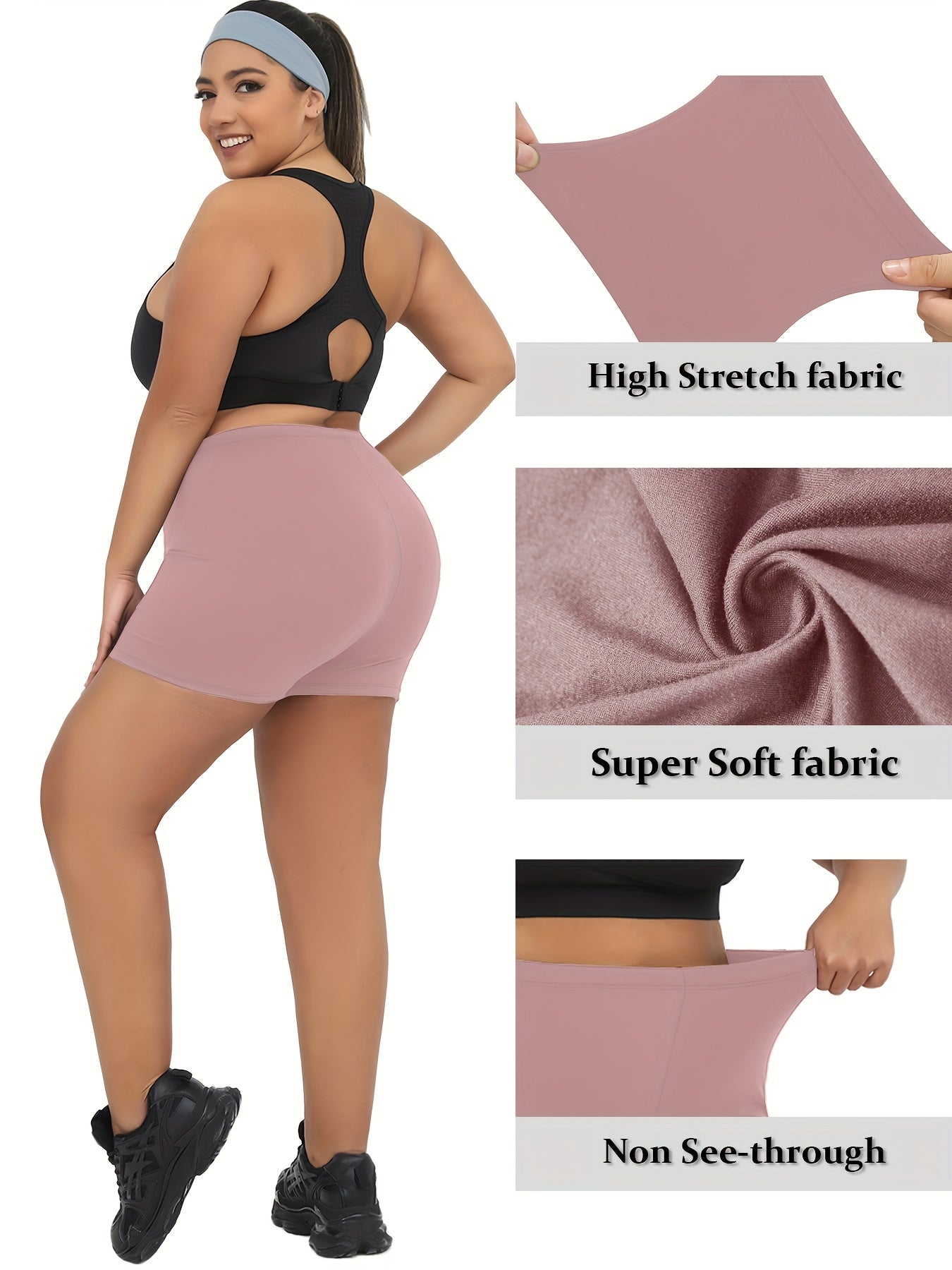 Plus Size Women’s Biker Shorts Soft Tummy Control No-See-Through Workout