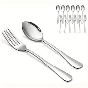 Flatware Set 2 or 6 Pieces Mirror Polished Dishwasher Safe Dinner and Salad Forks Spoons