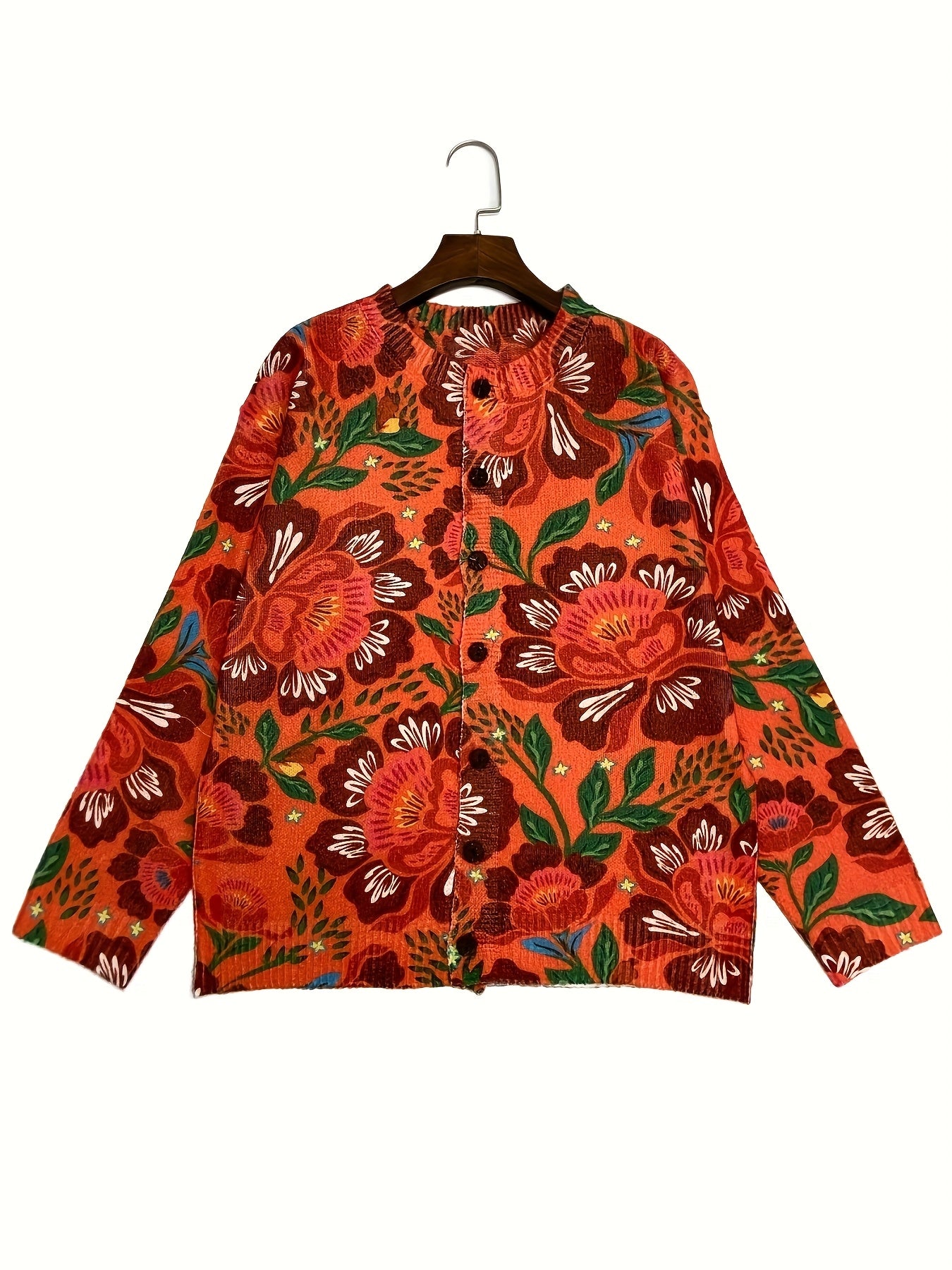 Женский кардиган с цветочным принтом, легкий, с длинными рукавами, осень-зима, верхняя одежда