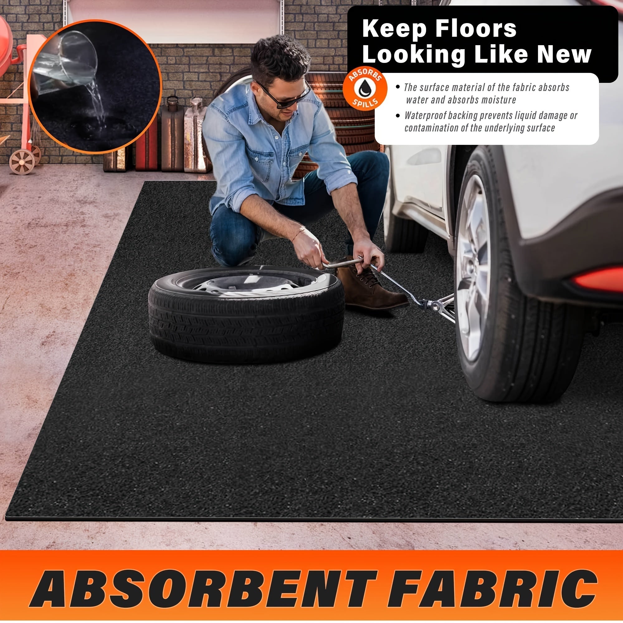 Large Waterproof Garage Carpet Rug Non-Slip Spill Protection Washable