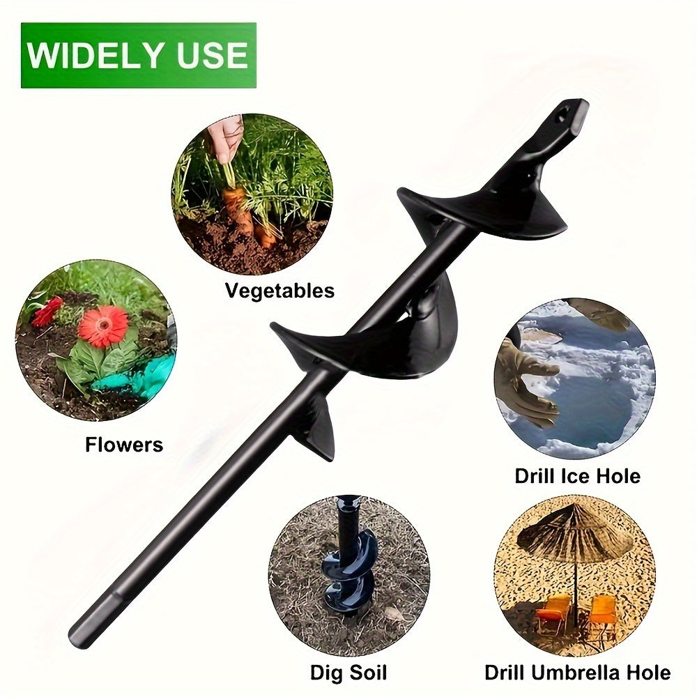 Garden Plant Auger Drill Bit 3/8 Inch Hex Drive Spiral Planter Solid Steel