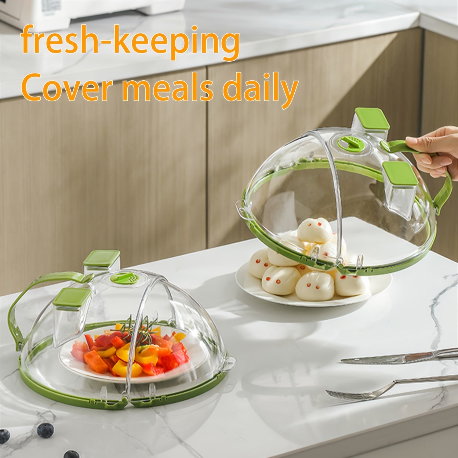 Flippable Foldable Microwave Splatter Cover for Heating and Food Protection