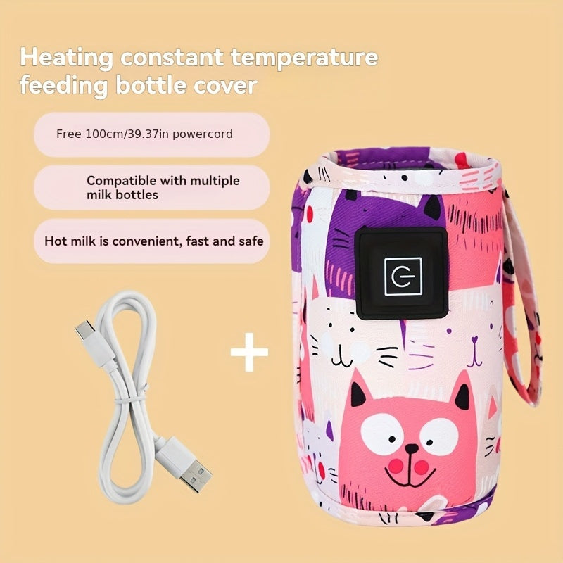 Portable Bottle Warmer with Three Temperature Settings for Home and Outdoor Use Pink Yellow