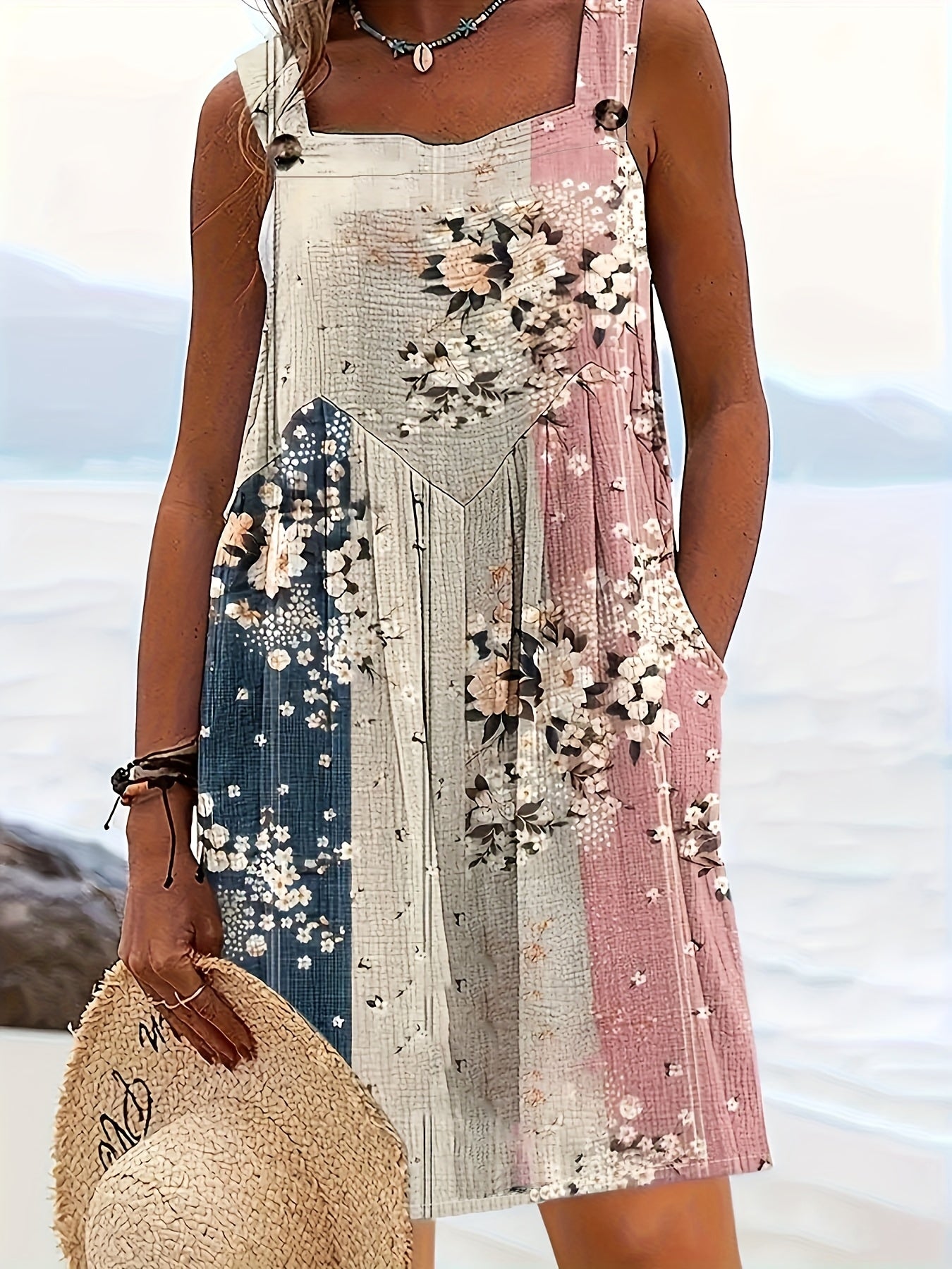 Pantalones cortos de talla grande con estampado floral para mujer, casuales de verano en mezclilla