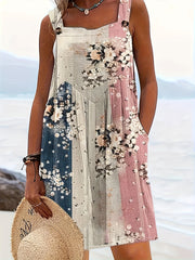 Pantalones cortos de talla grande con estampado floral para mujer, casuales de verano en mezclilla