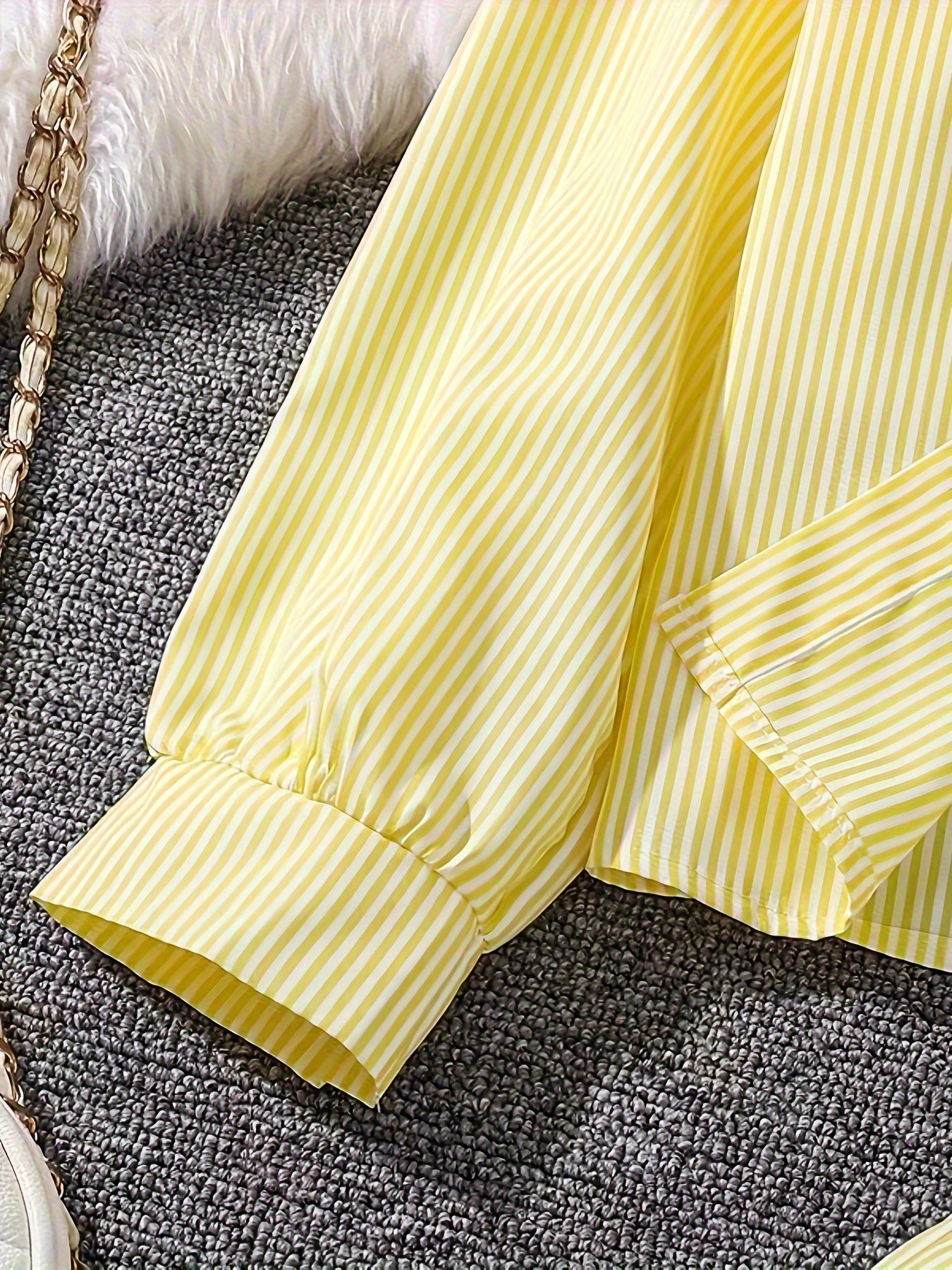 Girls Autumn Striped Long-Sleeve Shirt and Trousers Set Polyester Casual Outdoor Wear