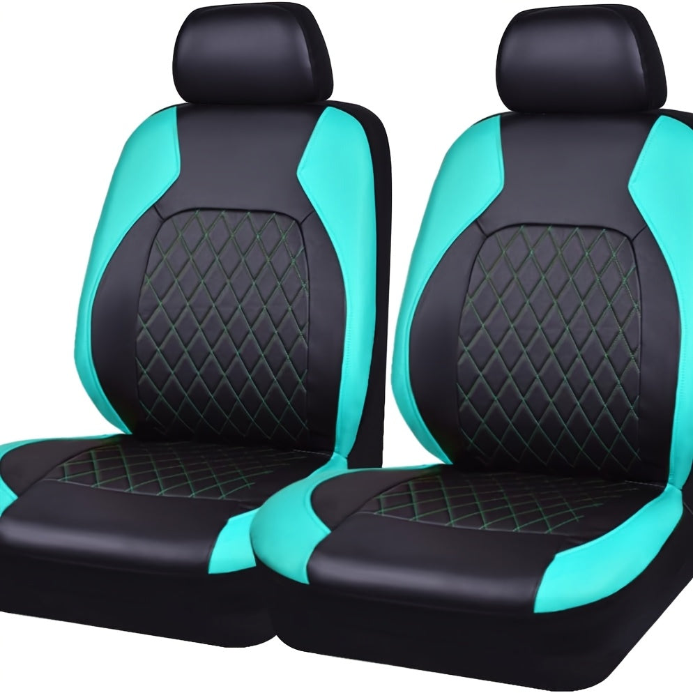 Universal PU Leather Car Seat Covers Full Set Breathable Airbag Compatible Fits Cars Trucks SUVs
