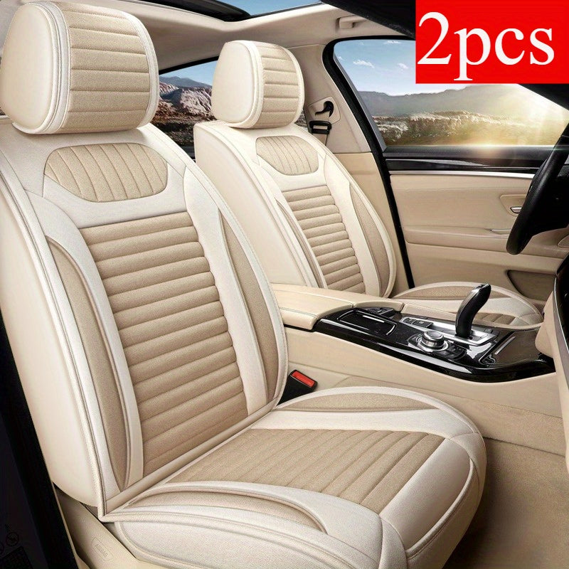 2шт. премиальные льняные чехлы на автомобильные сиденья универсальной посадки для всех сезонов, полное покрытие
