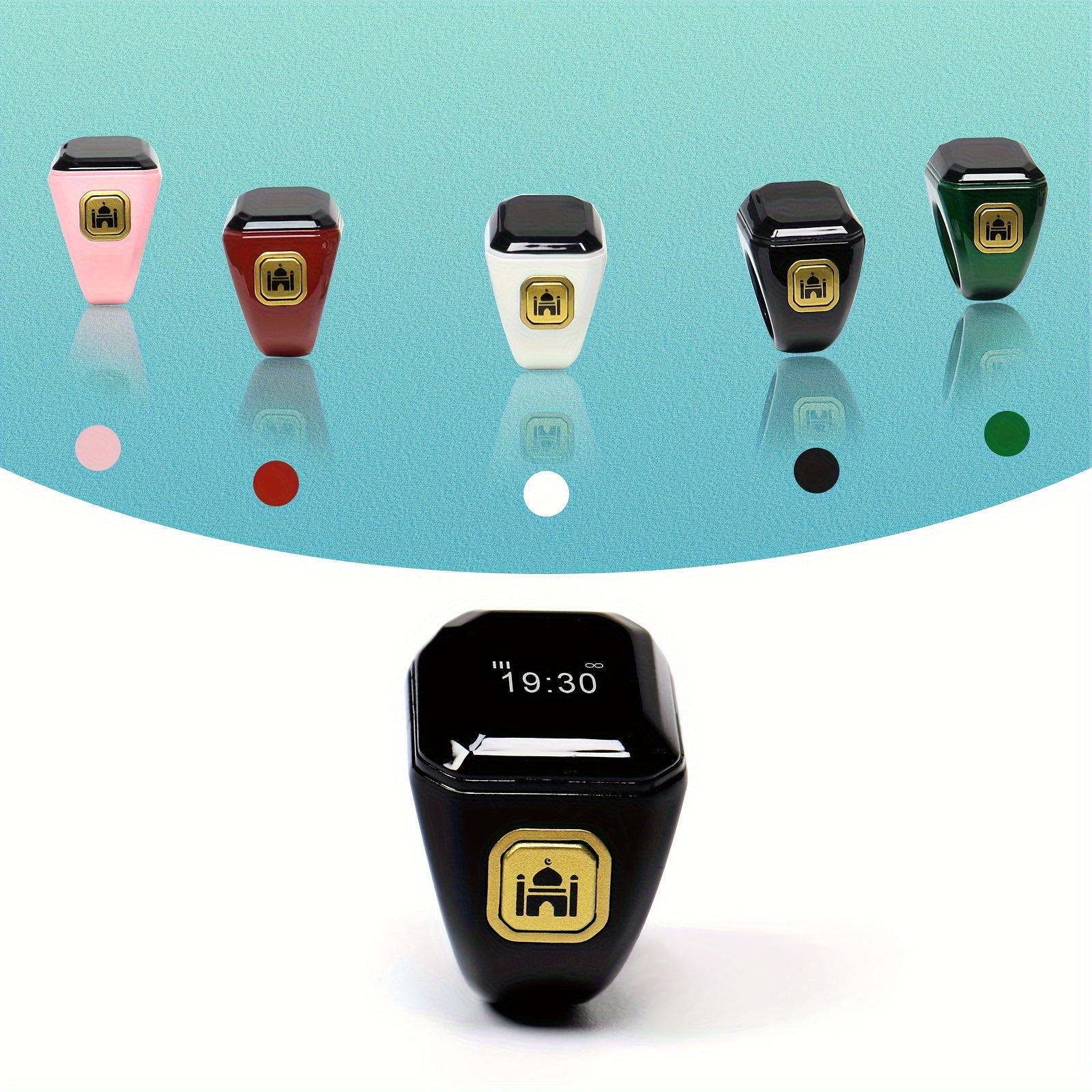 Black Smart Zikr Ring with 0.49 Inch Display Wireless Prayer Counter Compass and App Control