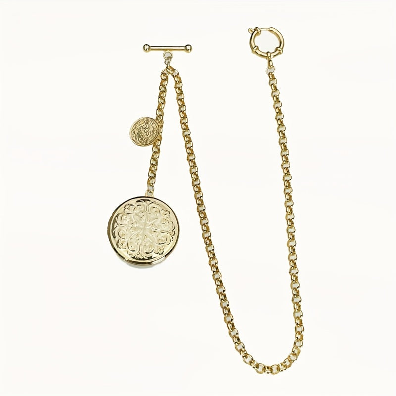 Men's Retro Vest Chain Brooch Set with Lapel Pin and Photo Box