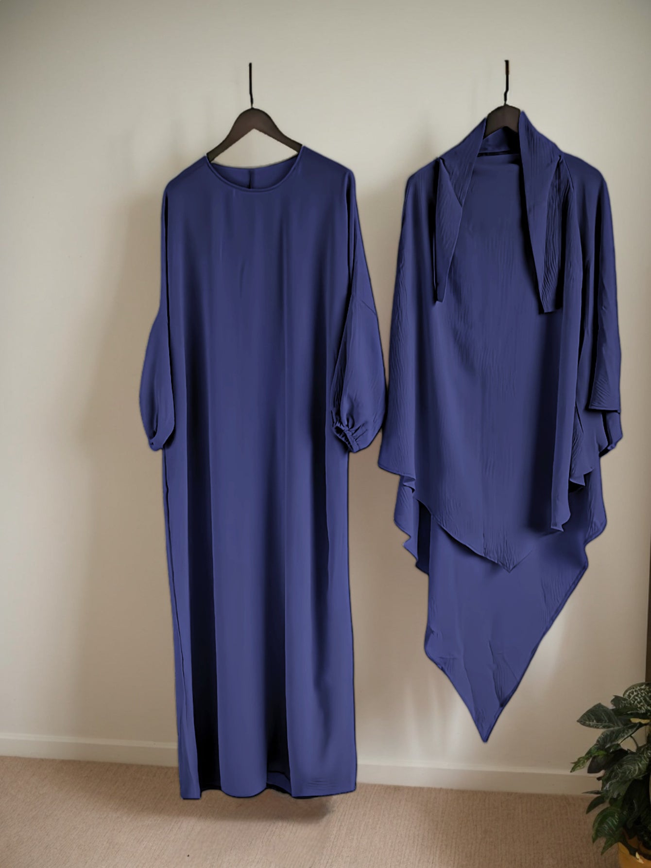 Women's Plus Size Polyester Maxi Abaya Kaftan Long Sleeve Casual Dress