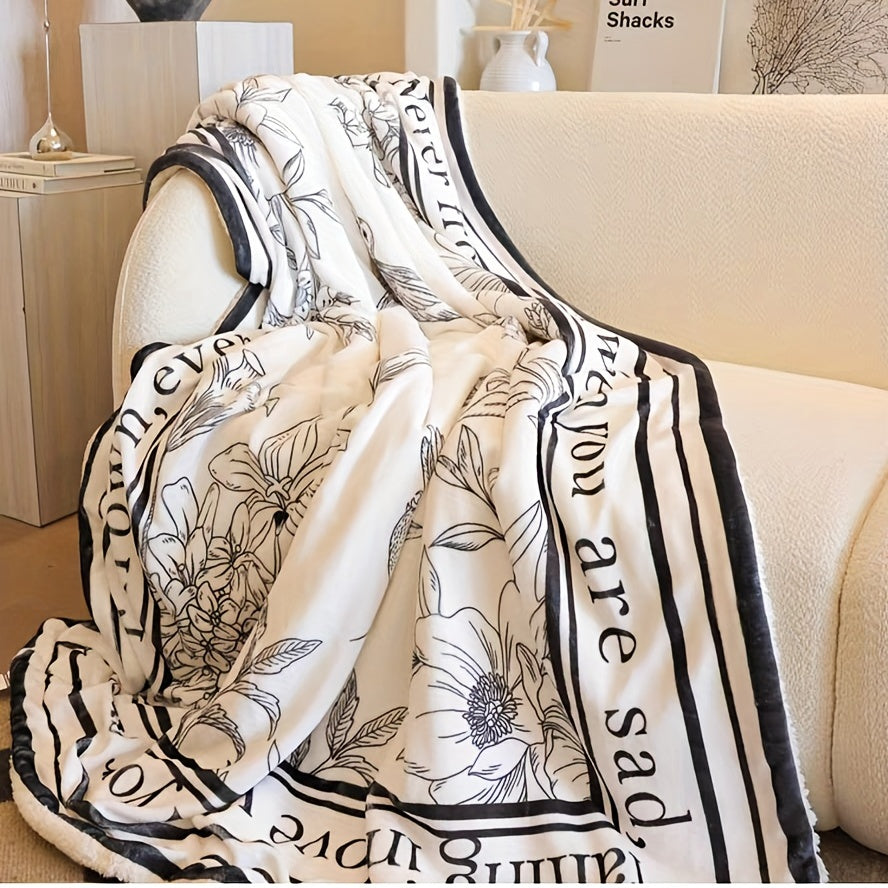 Manta reversible de felpa con estampado floral para todas las estaciones, multicolor, acogedora, lavable a máquina