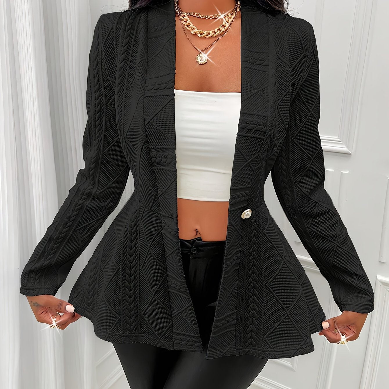 Plus Size Women's Long Sleeve Cardigan Open Front Lightweight Sweater All-Season Layering