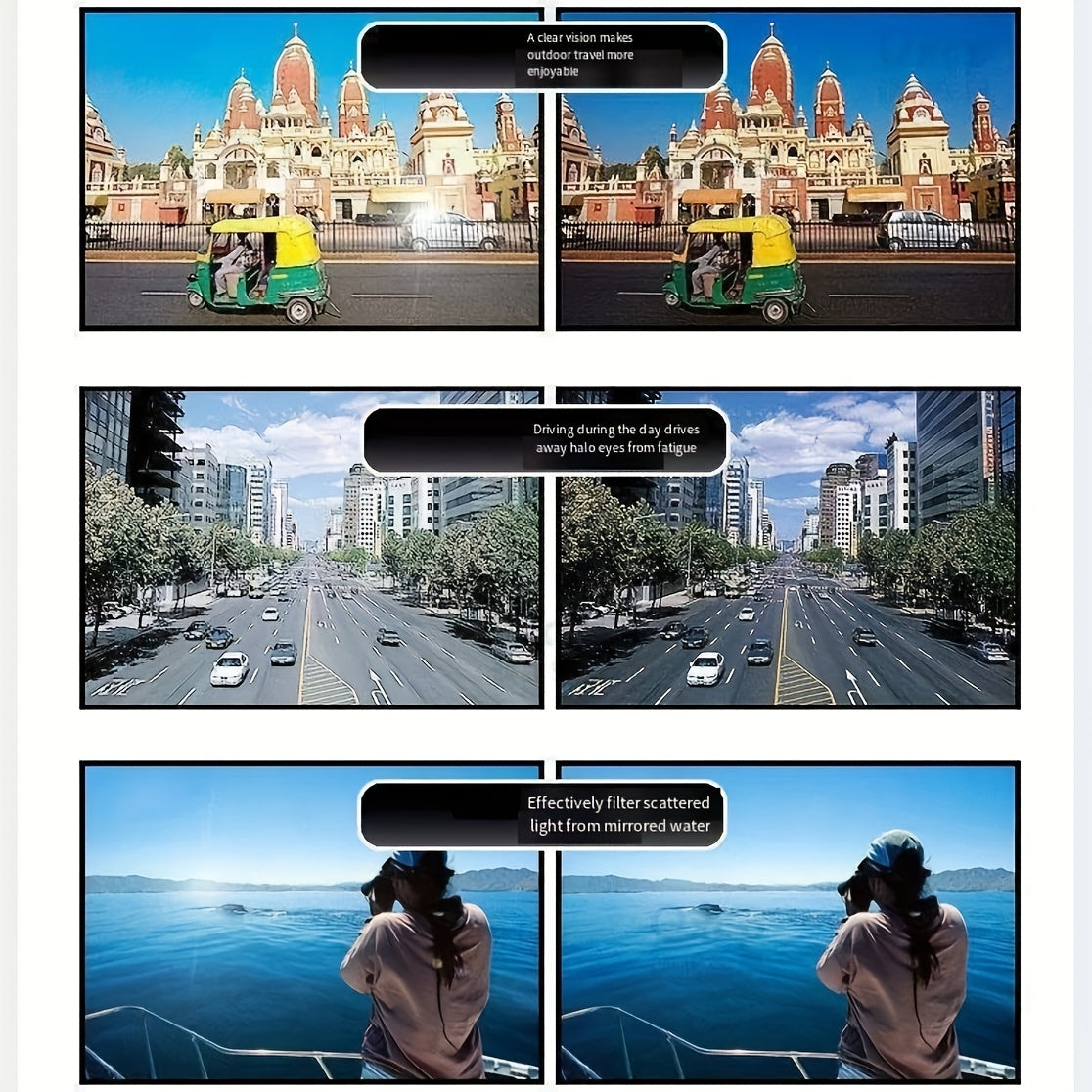 Set of 4 Polarized Rectangular Clip-On Sunglasses for Men Driving