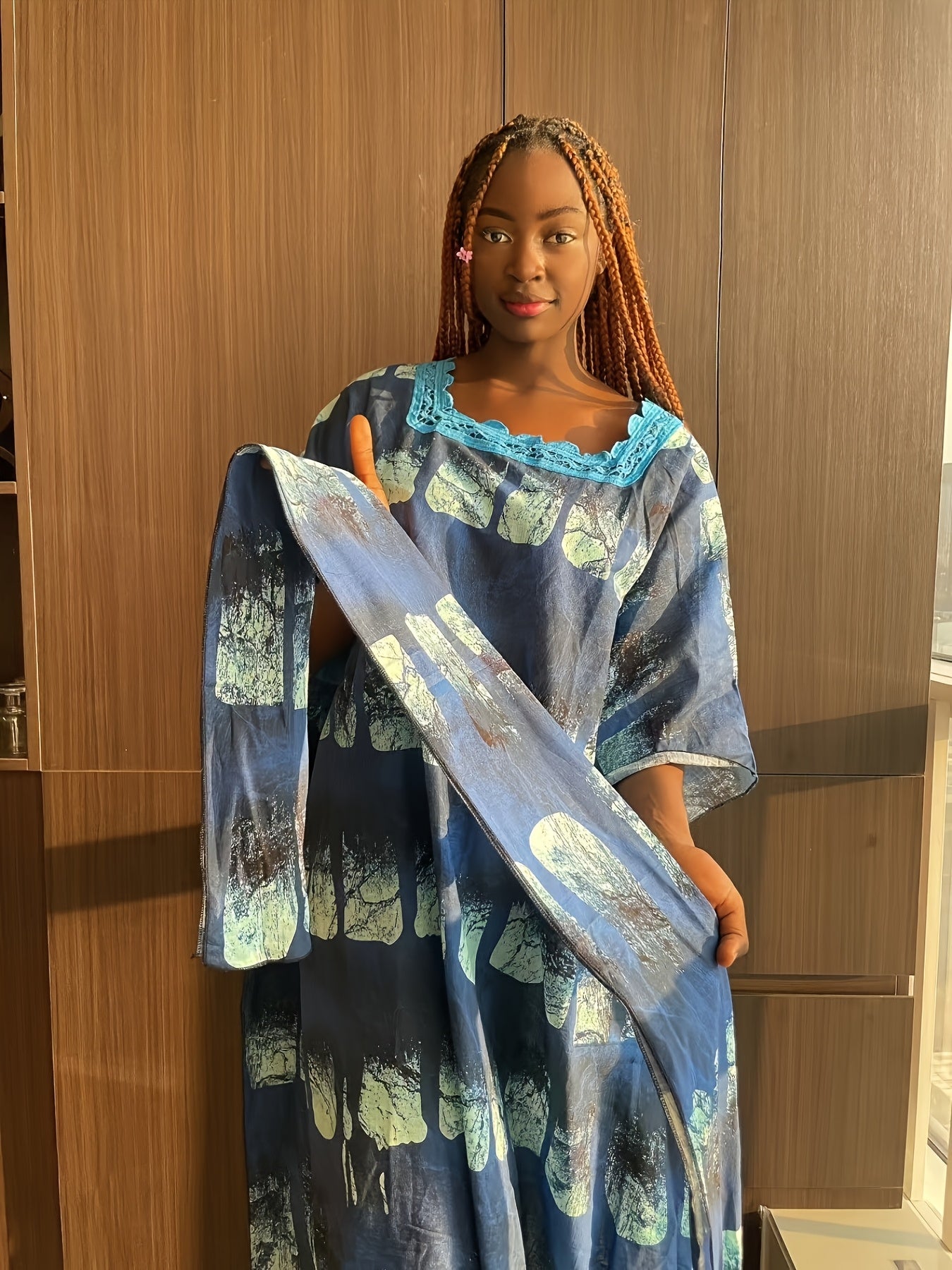 Plus Size Women's Breathable Watermark Casual Long Dress Muslim Robe