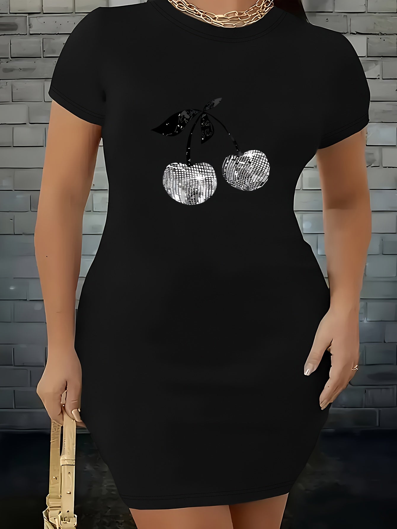 Plus Size Women's Summer Stretchy T-Shirt Dress Short Sleeve Bodycon