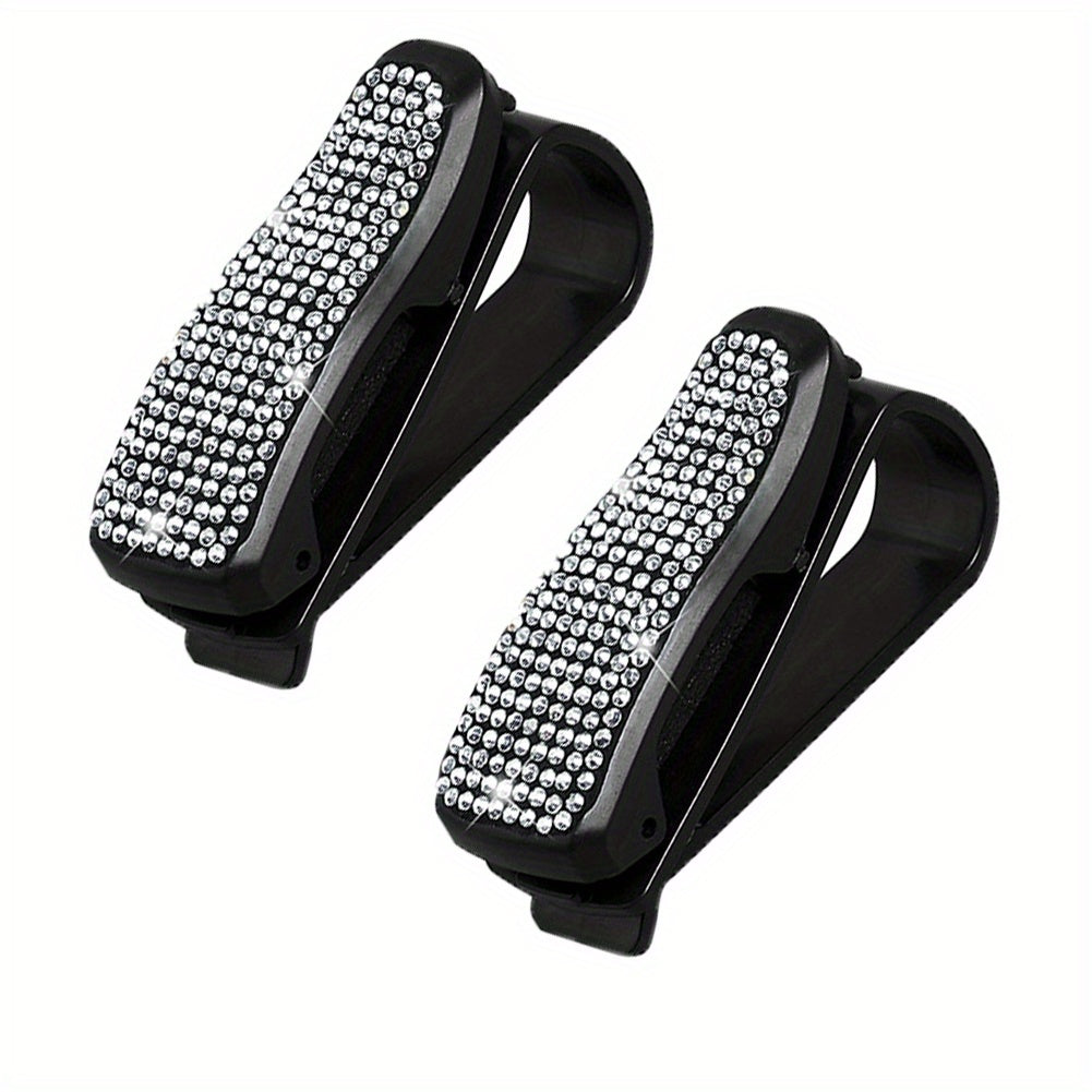 Car Sun Visor Sunglass Holder Clip Rhinestone Glasses Mount Women Men