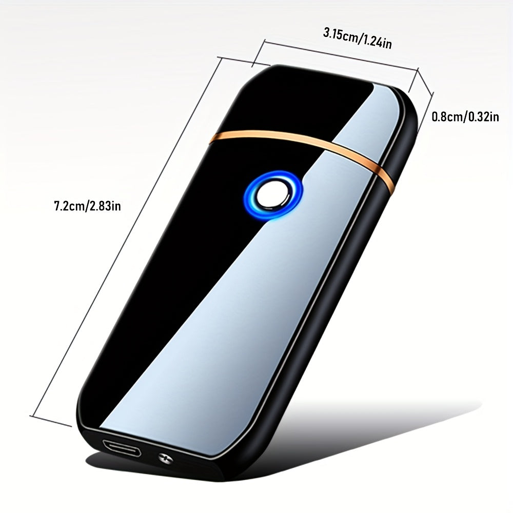 Unisex Metal Rechargeable Windproof Electric Lighter with Touch Switch