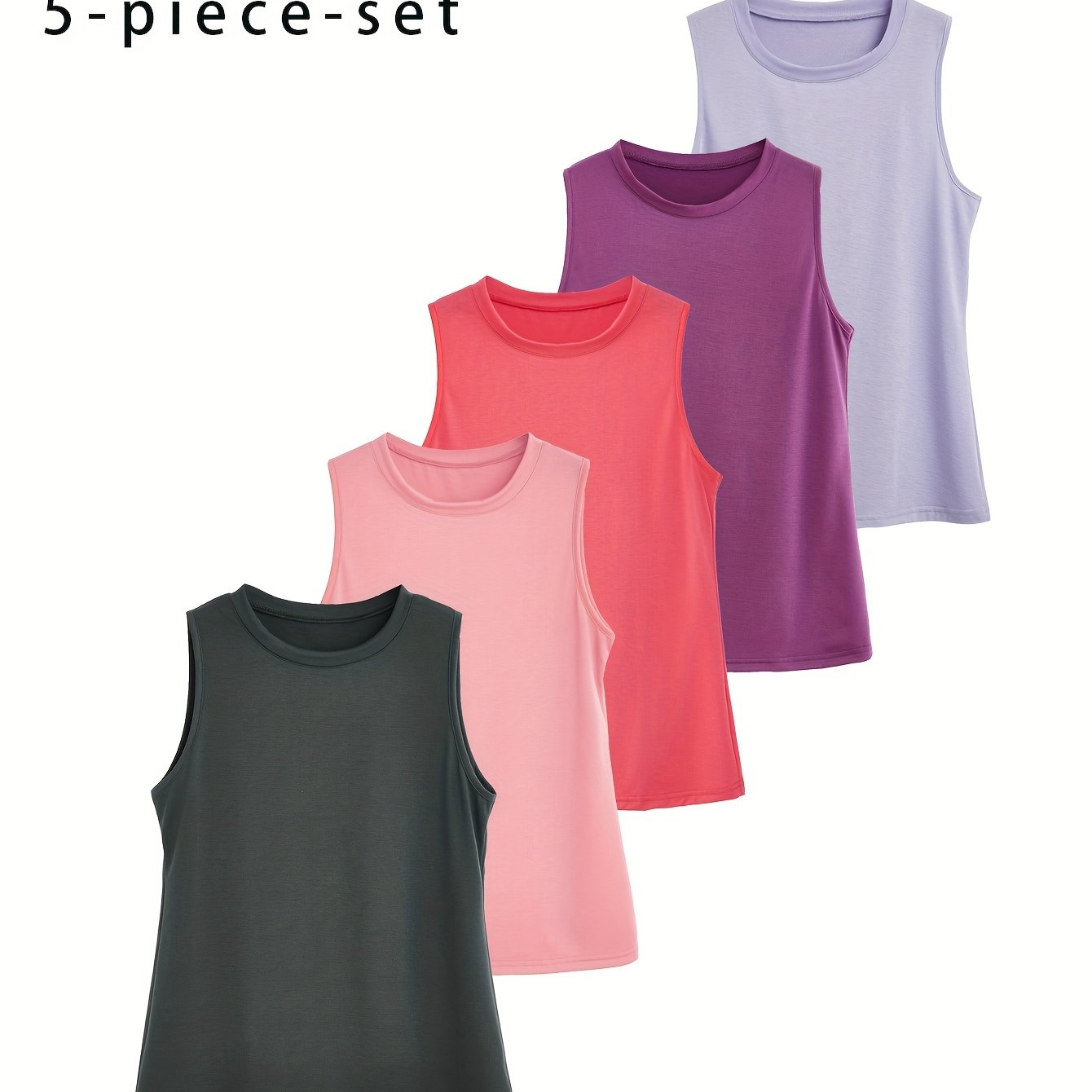 Women Plus Size Sleeveless Tank Tops Breathable Summer Casual Fitness Pack of 5