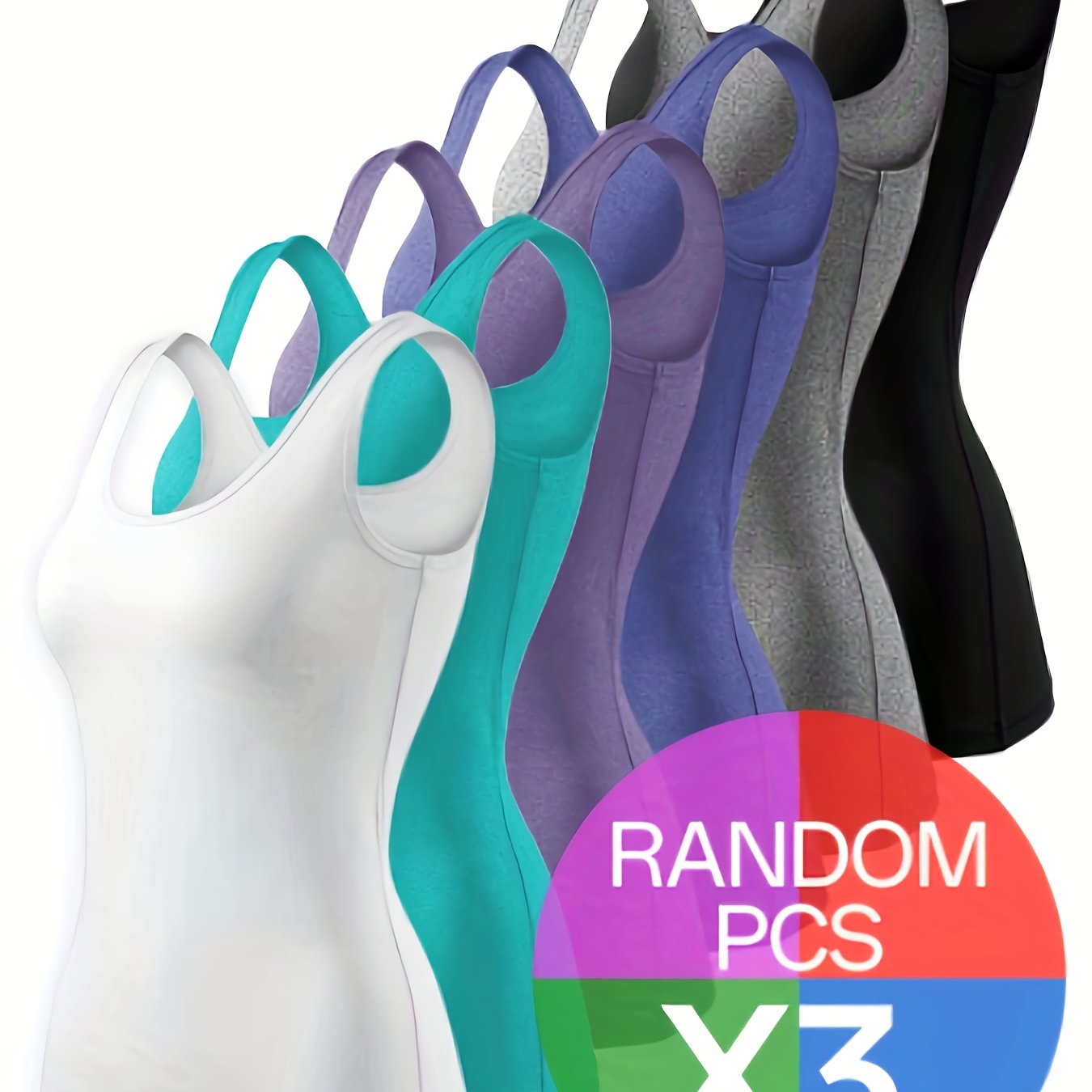 Women's Plus Size Moisture-Wicking Tank Tops Set of 3 Sleeveless Workout Casual