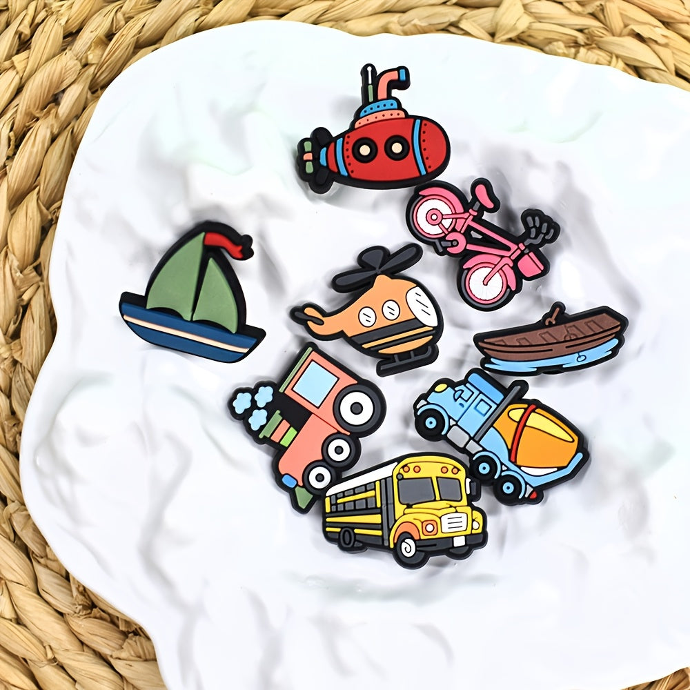 Unisex Plastic Shoe Charms Set Aircraft Transportation Decor 21pcs