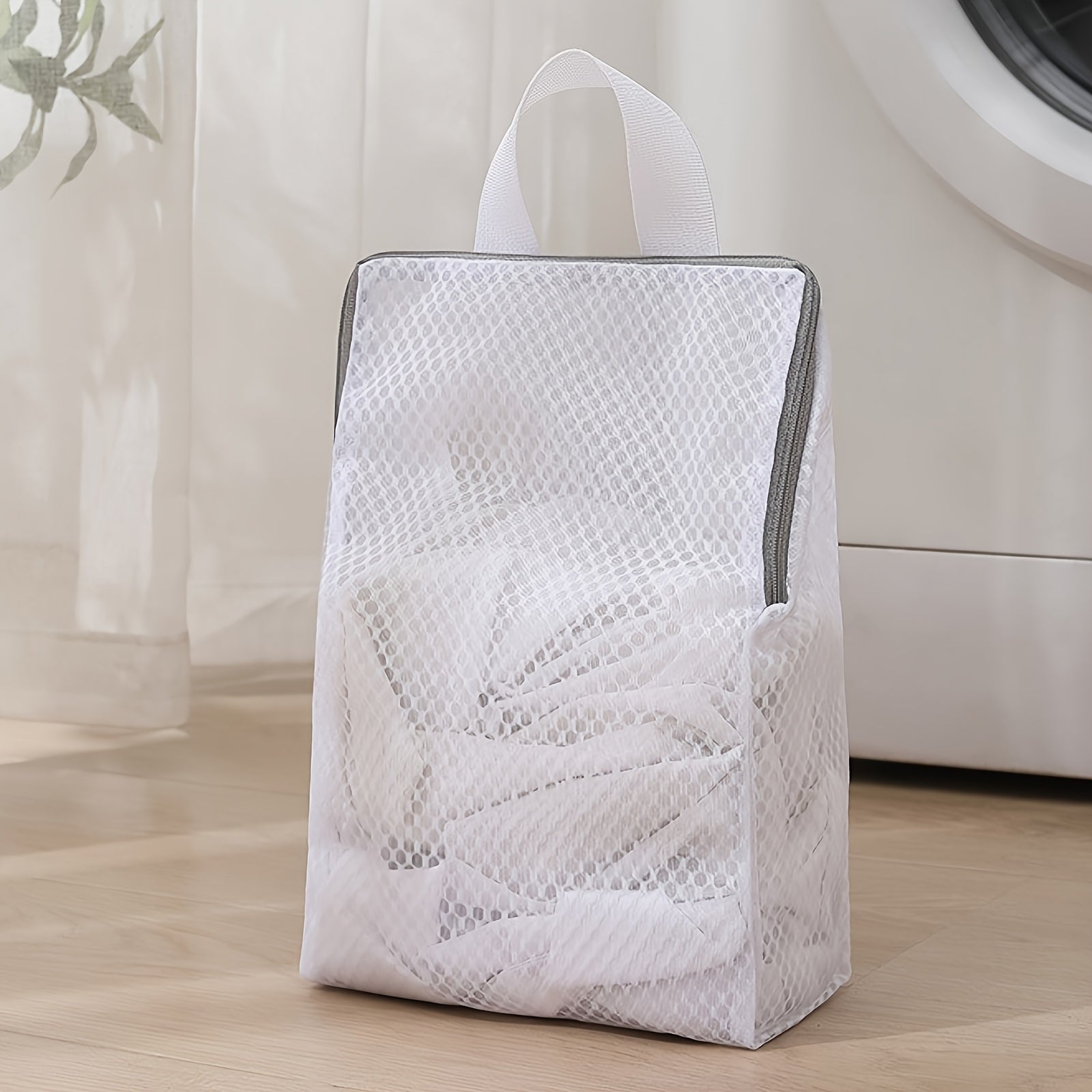 Bolsa de lavado de tela tejida para delicados con cremallera organizador de almacenamiento de malla de poliéster