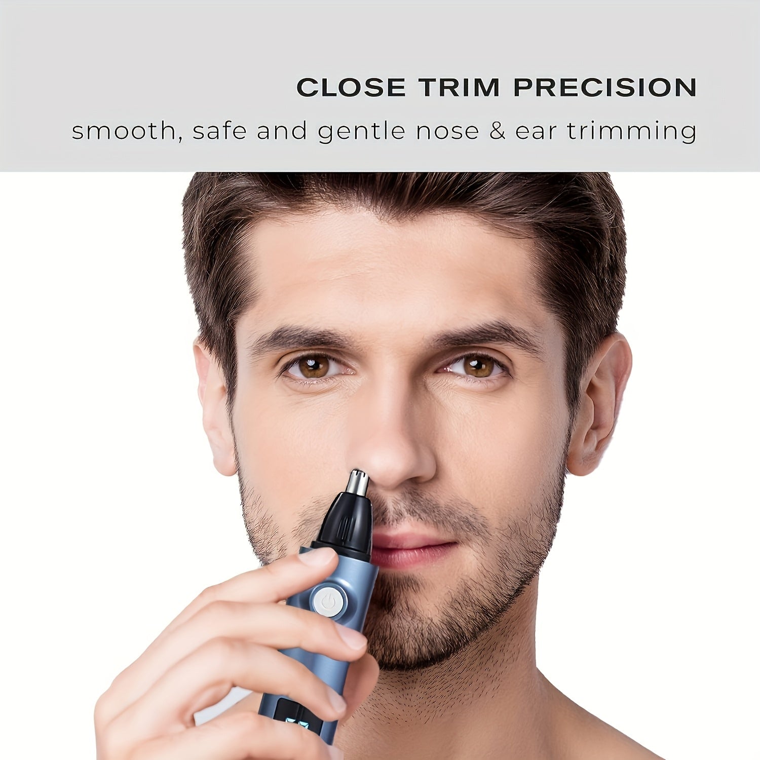 3-в-1 Электрический триммер для носа, ушей и волос с гребнем для бровей, перезаряжаемый через USB, мужской, синий, черный