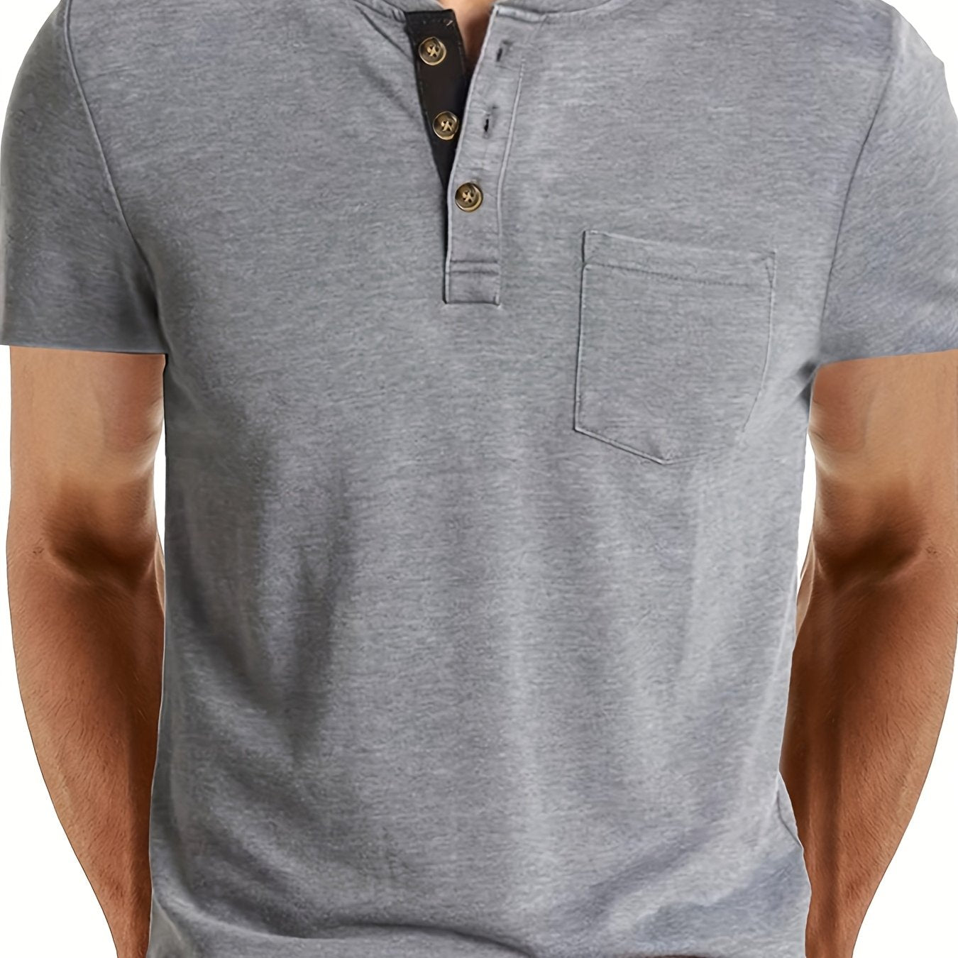 Plus Size Men's Short Sleeve Henley Shirt Lightweight Polyester Blend Spring Autumn Casual