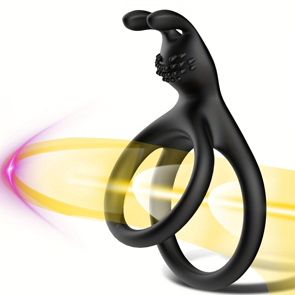 Men Silikon Cock Ring Bunny Ears bilan testislarni stimulyatsiya qilish uchun