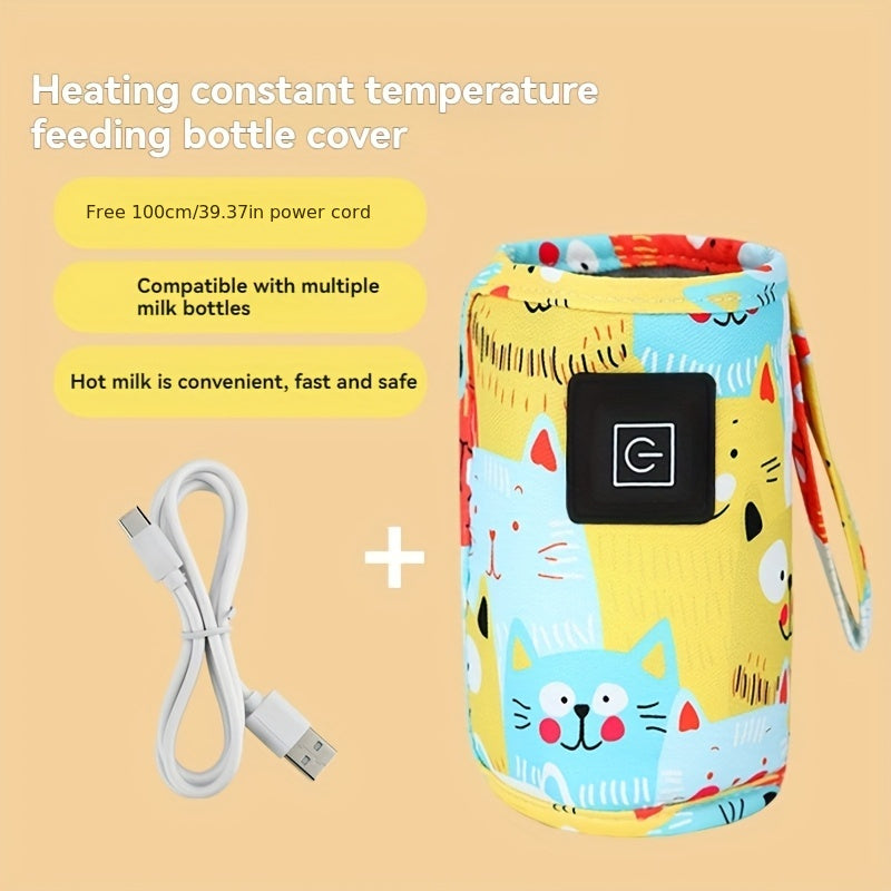 Portable Bottle Warmer with Three Temperature Settings for Home and Outdoor Use Pink Yellow