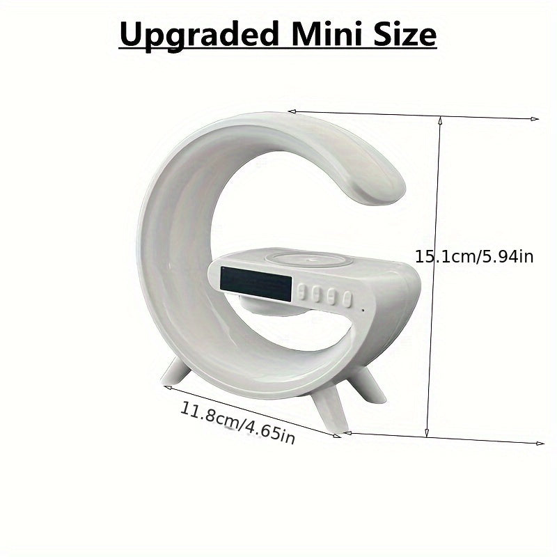 Wireless Charger Stand with RGB Lights Alarm Clock and Speaker for Bedroom and Living Room Decor